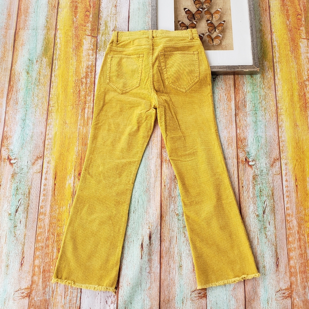 Pam & Gela Mustard Cropped Flare Corduroy Pants S - Picture 4 of 7